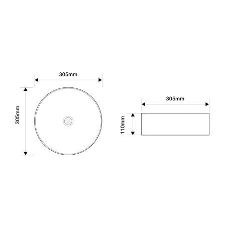 Раковина накладная Oliveeka 9514A на столешницу 305 х 305 белая 