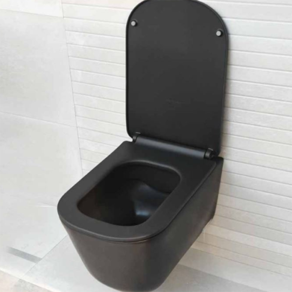 Kerasan Tribeca Унитаз подвесной 55см БЕЗОБОДКОВЫЙ, c креплением WB9N, цвет: чёрный матовый 