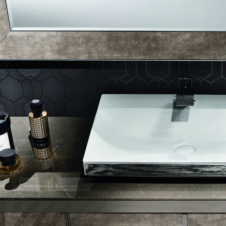 VITAGE milldue edition Раковина LONDRA 700х500х125 мм., керамическая, без перелива, c 1 отверстием для смесителя, цвет белый/платина 