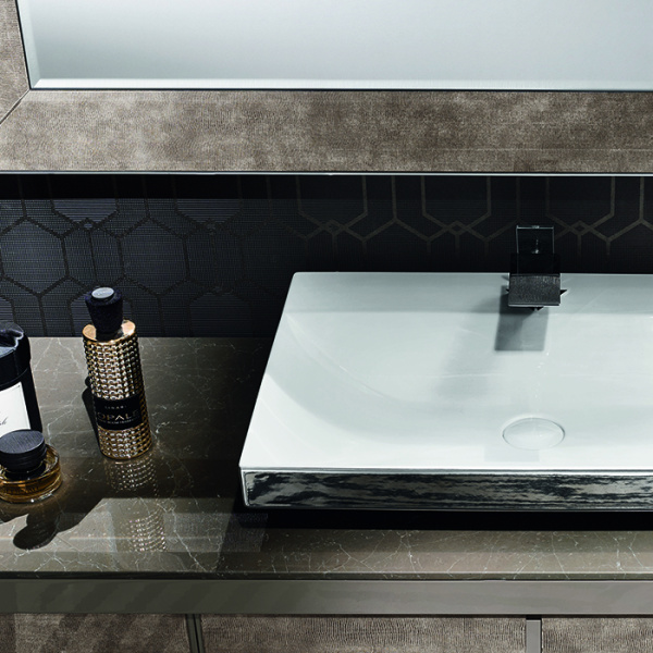 VITAGE milldue edition Раковина LONDRA 700х500х125 мм., керамическая, без перелива, c 1 отверстием для смесителя, цвет белый/платина 