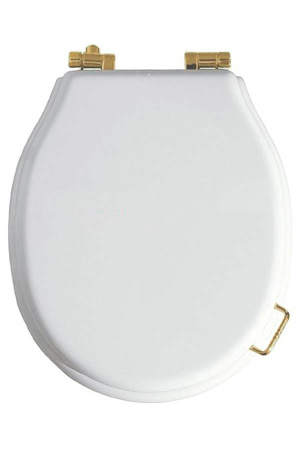 Крышка для напольного унитаза BOHEME (массив), микролифт,белый, фурнитура бронза_Комплект 