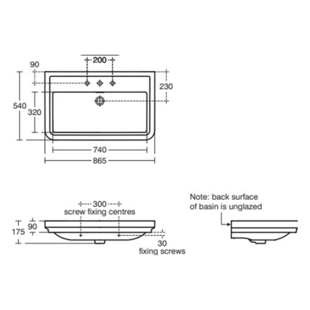 Ideal Standard Calla Раковина подвесная 86.5х54см, с 3 отв, цвет: белый 