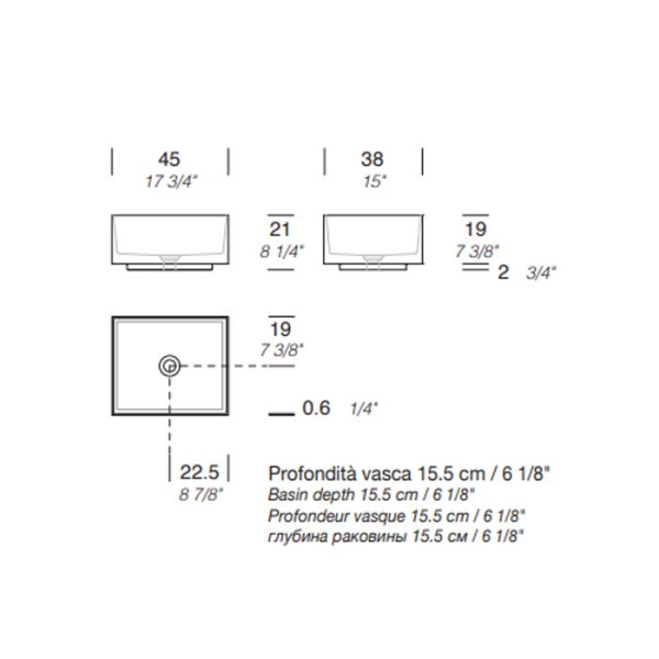 MILLDUE  Раковина  STEP 45_21 накладная из CRISTALPLANT ,63х38х21 см, без отв для смесителя, цвет белый матовый 