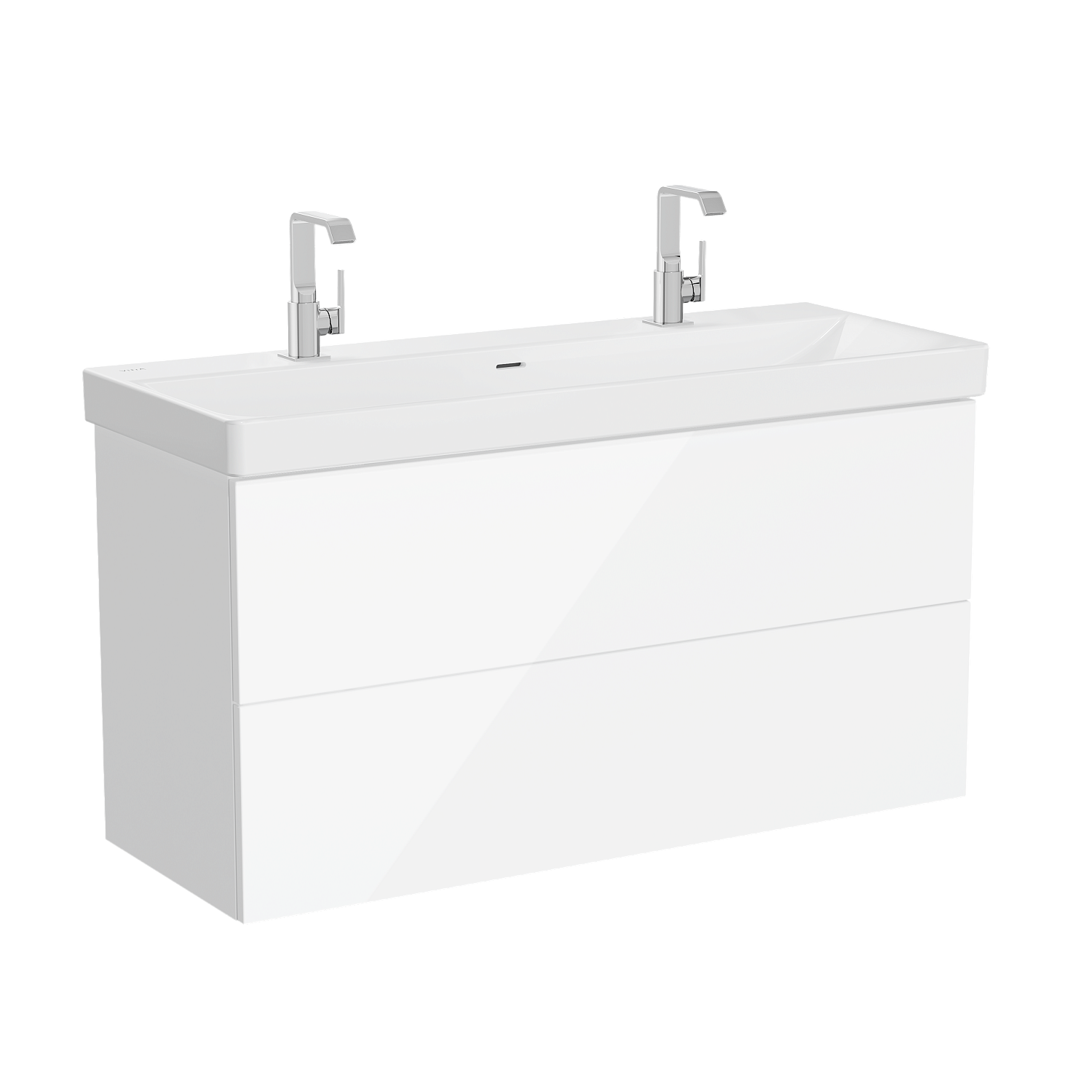 Тумба Metropol Pure с раковиной c 2мя ящиками, 120 см, с подсветкой в верхнем ящике, цвет глянцевый белый