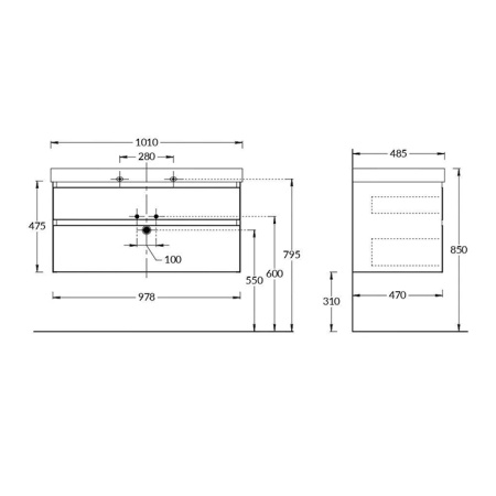 Kerama Marazzi Тумба CUBO подвесная с ящиками 100, лимо матовая 