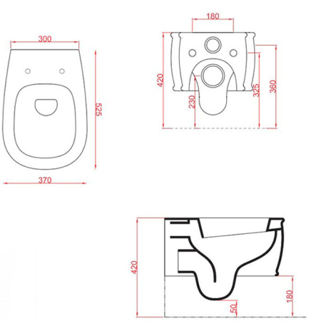 Artceram AZULEY  Унитаз подвесной 36*52см c креплением, цвет черный (акция на товар из наличия) 