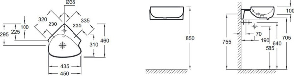 EGL112-00 раковина NOUVELLE VAGUE угловая (белая) 