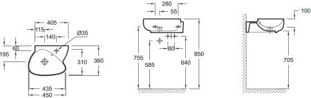 EGK112-00 раковина NOUVELLE VAGUE /45x36/(белый) 