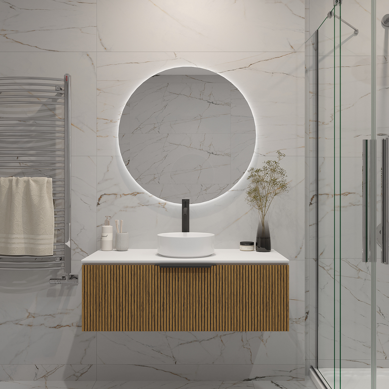 Тумба под раковину/столешницу Кито, Белый/Тростник 100