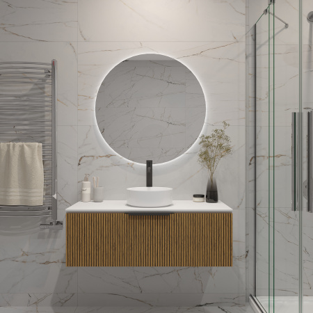 Тумба под раковину/столешницу Кито, Белый/Тростник 100 