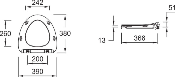 E22124-00 сиденье для унитаза NOUVELLE VAGUE компак тонкое, термодюропласт, микр., быстр. сн.(белый) 