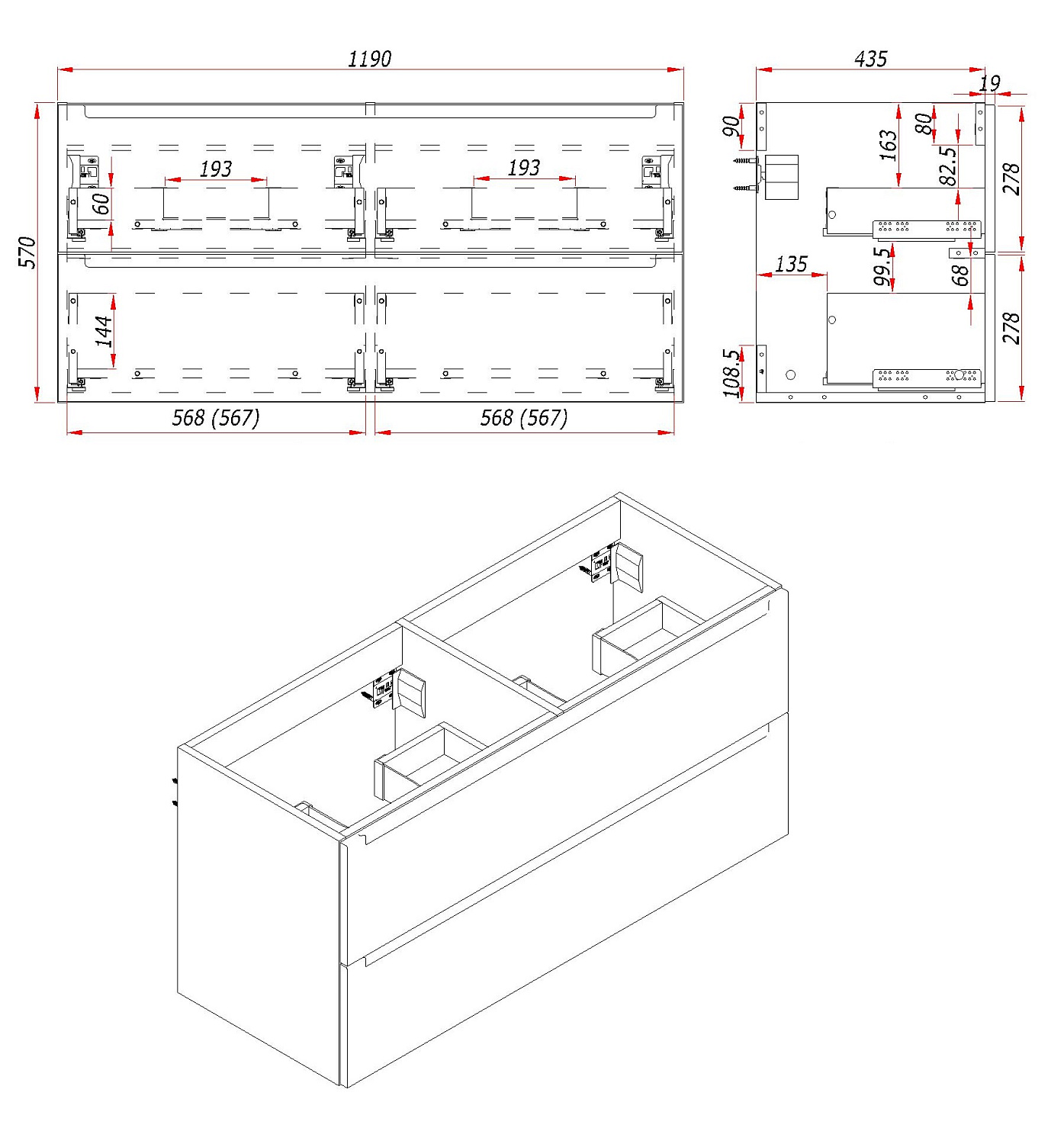 Тумба под раковину/столешницу/столешницу/столешницу Дион, Белый мат/Дуб 120