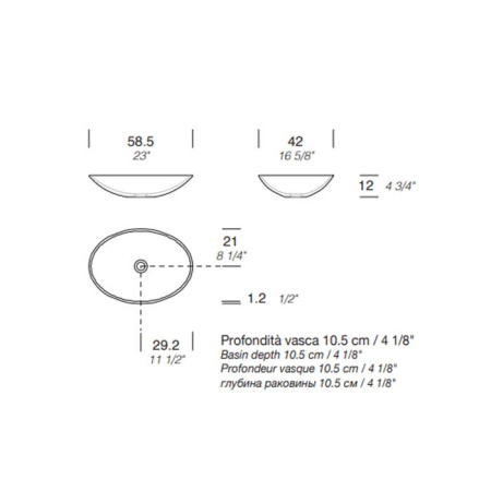 MILLDUE  Раковина  WORLD  накладная из CERAMILUX ,58,5х42х12 см, без отв для смесителя, цвет белый матовый 