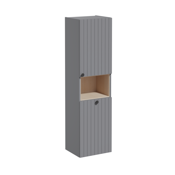 Пенал высокий Root Groove 40 см с корзиной для белья, матовый серый, правосторонний 