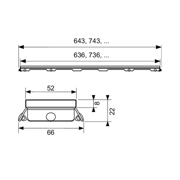 TECE Стеклянная панель TECEdrainline, 800 мм, черная сатинированная 