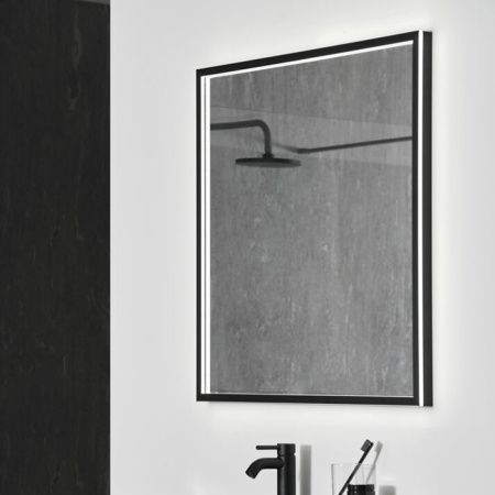 Ideal Standard Conca Квадратное зеркало в черной раме 80 см, диаметральная светодиодная подсветка neutral 
