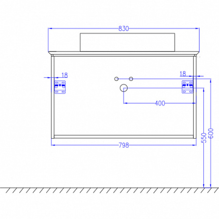 EB2083-J5 MADELEINE Тумба со столешницей и с подсветкой для накладной раковины, 80 см, цвет блес бел 