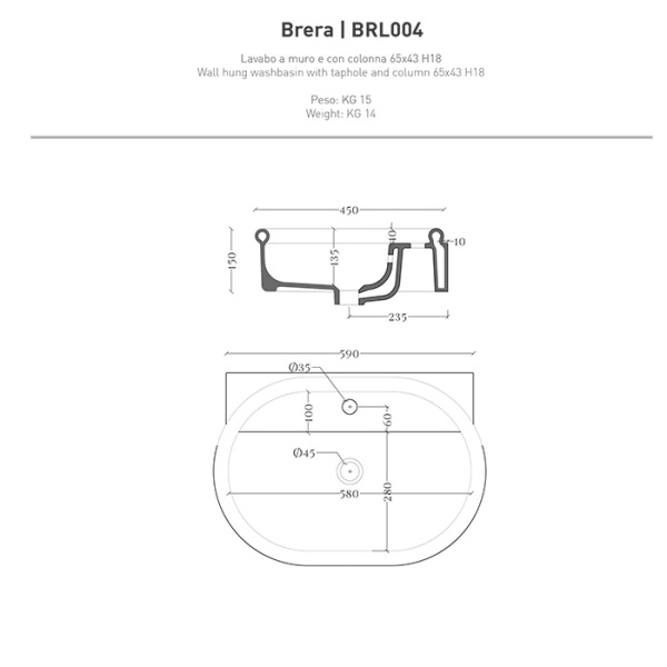 Artceram BRERA Раковина накладная 65 x 46 h 18, без отв под смеситель, цвет белый матовый 
