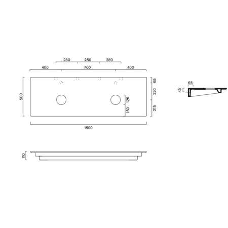 Catalano Столешница керамическая 150x50 , под две раковины, цвет Tortora Satinato 