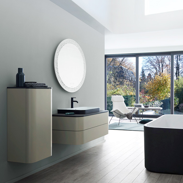 Duravit Happy D.2 Plus Зеркало круглое d900 мм, декор: organic, LED 3500, 41w, сенсор, регулировка яркости, приглушение света + выключатель, G Вид под 