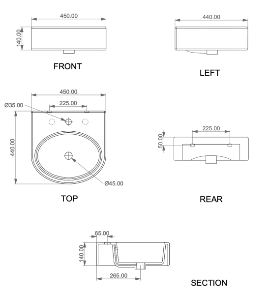 Раковина подвесная 45х44 см GSG Ceramic Design Like LKLAVBW45000, белый глянцевый 