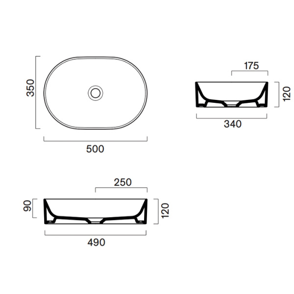 Catalano Zero Раковина настольная без перелива 50x35 h12, без отв. под смеситель, покрытие Cataglaze+, цвет белый глянцевый 