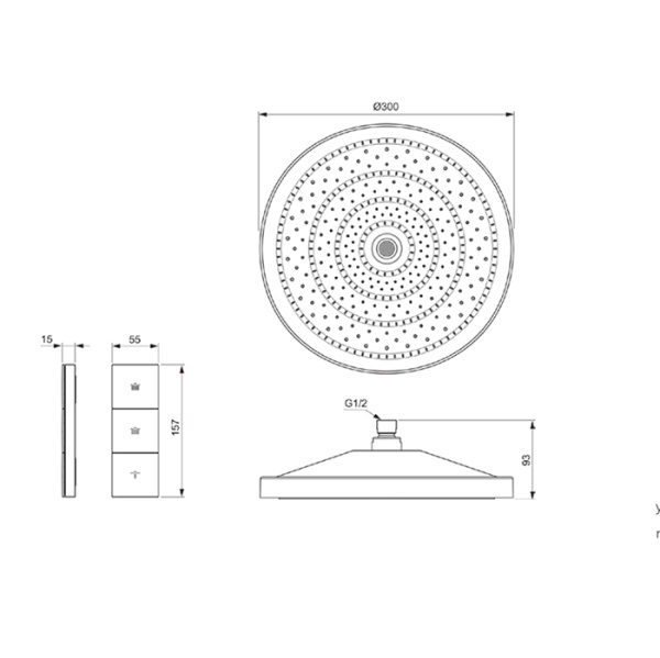 Ideal Standard Solos 3-функц.(Rain, Silkrain, SecondSkin) верхний душ 30см, цвет: PVD Brushed Gold 