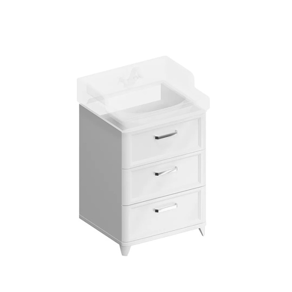 Kerama Marazzi Тумба POMPEI напольная с 3 ящиками 60, белая глянцевая (замена PO.N.60.3\WHT) 