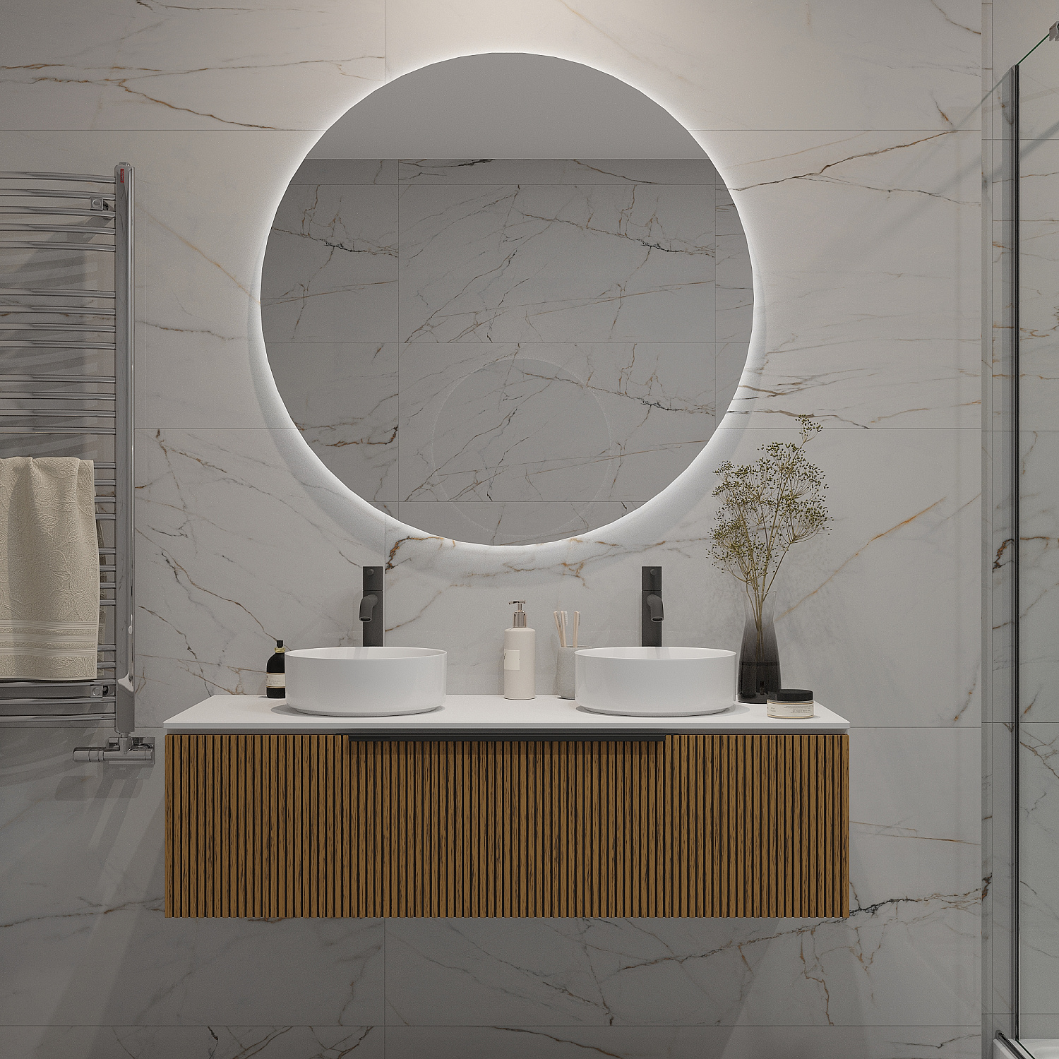 Тумба под раковину/столешницу Кито, Белый/Тростник 120