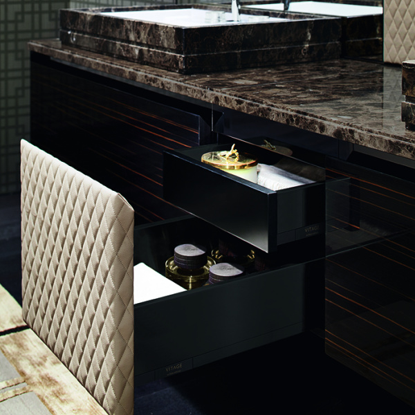 VITAGE milldue edition Four Seasons Тумба под раковину 900х555х354 мм., 1 ящик, профиль сталь, цвет глянцевый шпон Ebano 