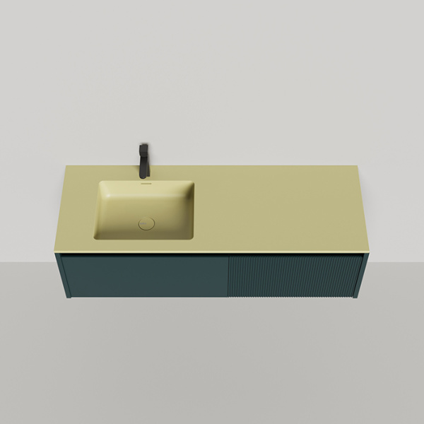SALINI Domino Тумба со стол-цей и раковиной Onda Plus 1400х500х400 из S-Stone в сборе,д/к; крепеж; металл/ сифон; фасад эмаль Ral6004, столеш. Ral1000 