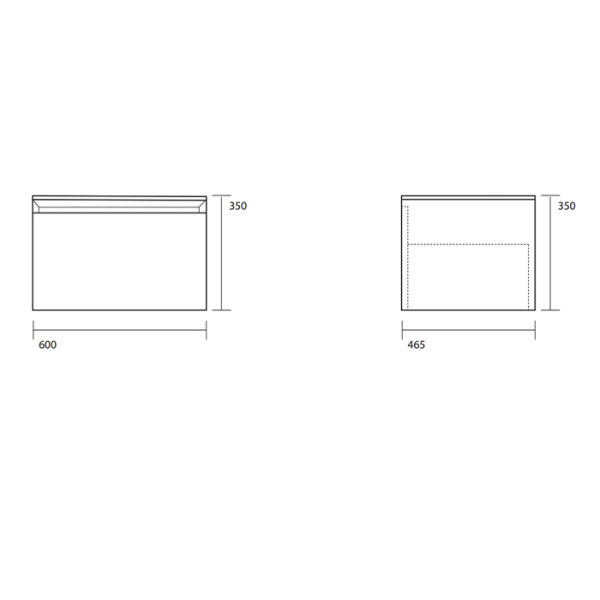 KERASAN KANAAL Тумба подвесная , с 1 ящиком и стекл столешницей, 60х46,5 см, цвет черный матовый 