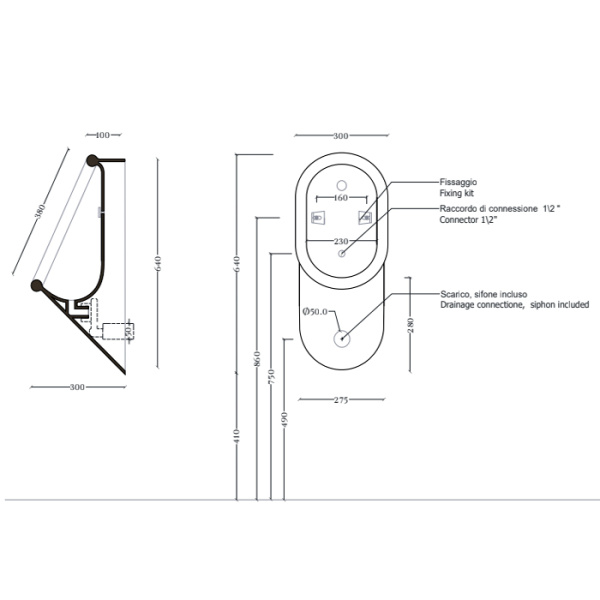 Artceram BABILA Писсуар 37 x 30 h 64 см, . цвет белый SANIGLAZE 