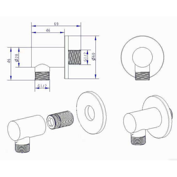 NEMO NM-4002CR Выпуск из стены CHROME PLATED 