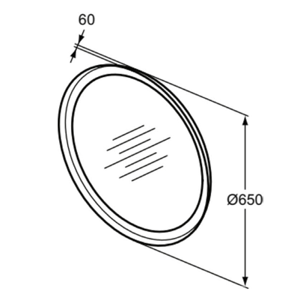 Ideal Standard Conca Круглое зеркало с подсветкой 65 см (Металл.накладка, закругленная задняя рама, функциональная светодиодная подсветка) neutral 