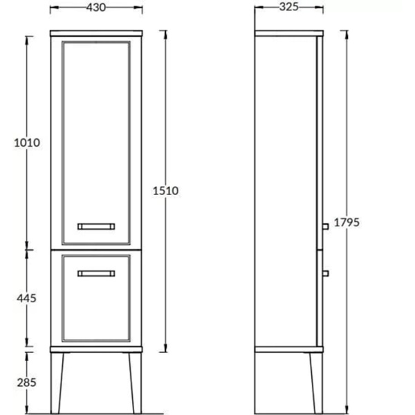 Kerama Marazzi Пенал POMPEI напольный\подвесной 150, черный глянцевый (замена PO.N.150\BLK) 