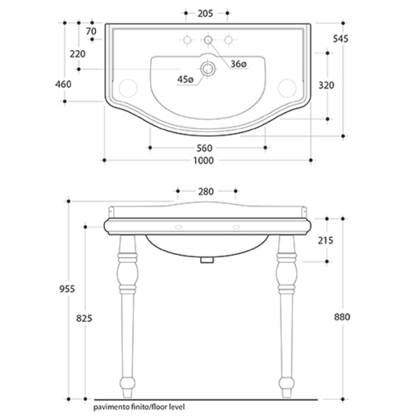 KERASAN Retro "Ножка" для консоли, цвет белый (*для инсталляции необходимо 2 шт - в упаковке 2шт.) 