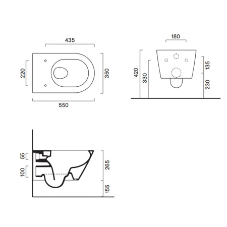 Catalano Zero Унитаз подвесной 55x35, безободковый, смыв Tornado, покрытие Twinglaze+, без крепежа, цвет черный матовый 