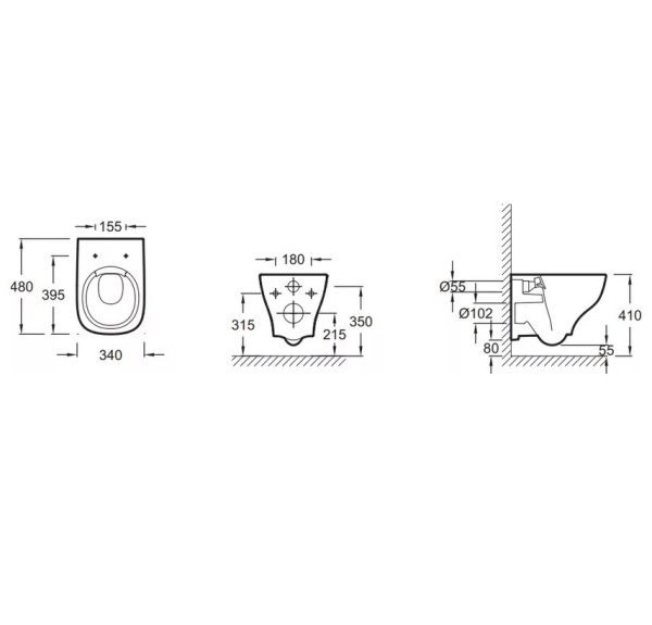 EDF102-00 унитаз подвесной безободковый укороченный STRUKTURA /48х34/(белый) 