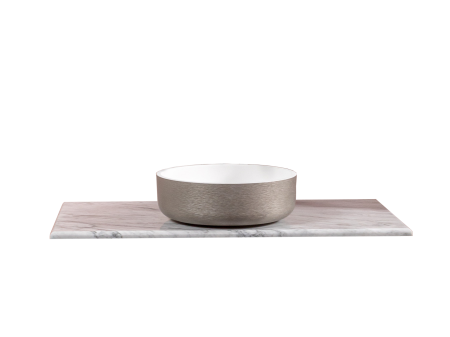 Столешница мрамор 101см  Bianca Carrera под накладную раковину смесак сзади 