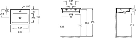 EXAF112-00 раковина-столешница VOX  подвесная /60х46/ (белая) 