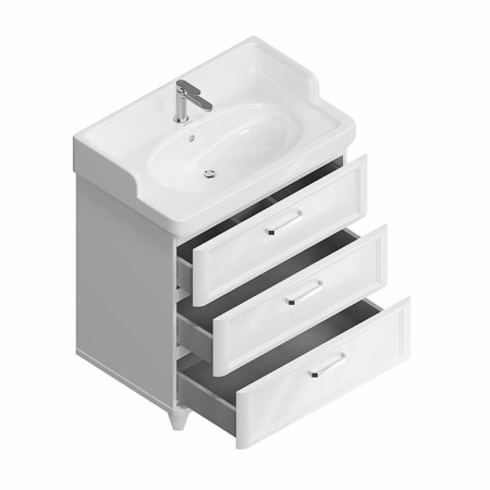 Kerama Marazzi Тумба POMPEI напольная с 3 ящиками 80, белая глянцевая (замена PO.N.80.3\WHT) 