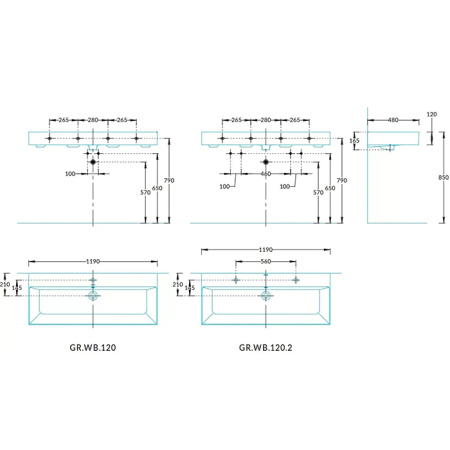 Kerama Marazzi Раковина GRANDE мебельная\подвесная 120*48*16,5см,  с 1 отв.под смеситель, с крепежом, с переливом, белая глянцевая 