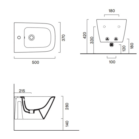 Catalano GREEN Биде подвесное 50x37, с 1 отв. под смеситель, покрытие Cataglaze+, без крепежа, цвет белый глянцевый 