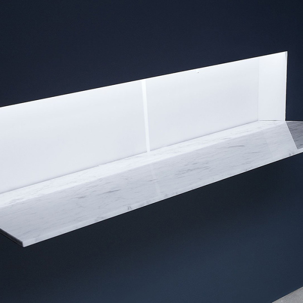 ANTONIO LUPI BATTIGIA Раковина встраиваемая в стену 1800х515х607 мм, с подсветкой, смеситель, донный клапан, сифон, Corian, мрамор Carrara, цвет белый 